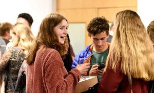 students at a networking event