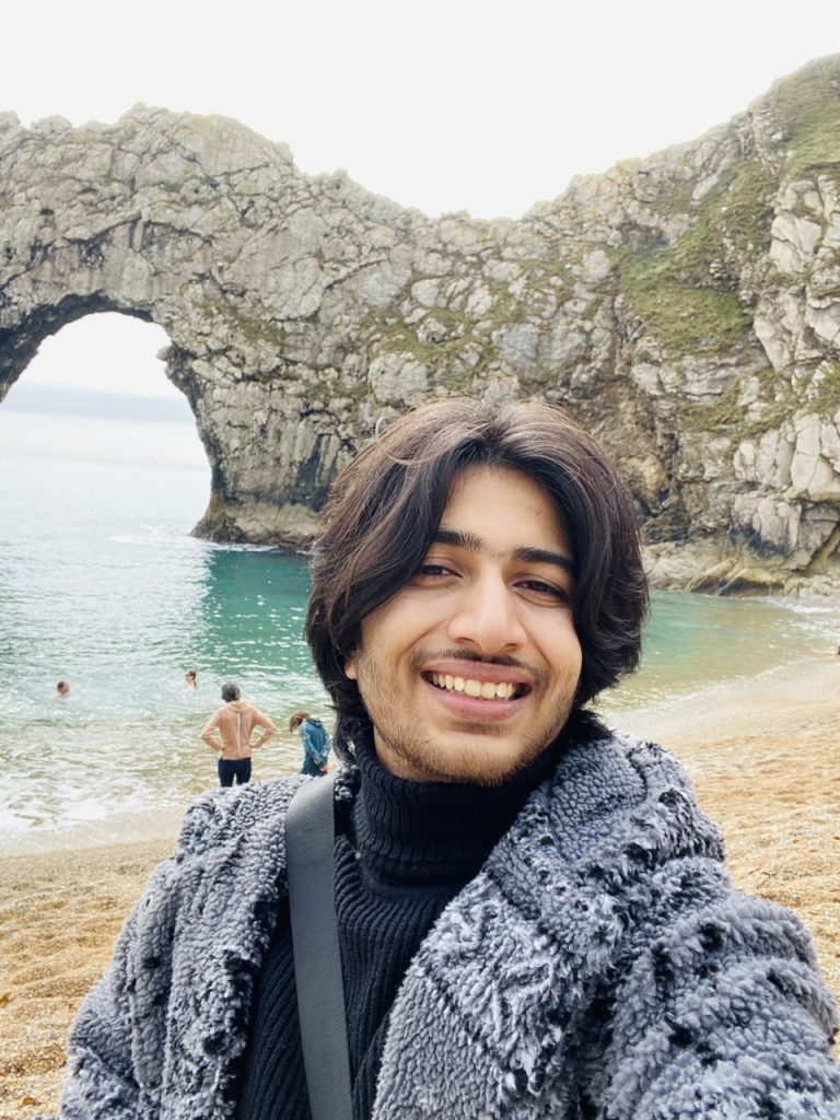 Aman Jat at the beach in Cornwall
