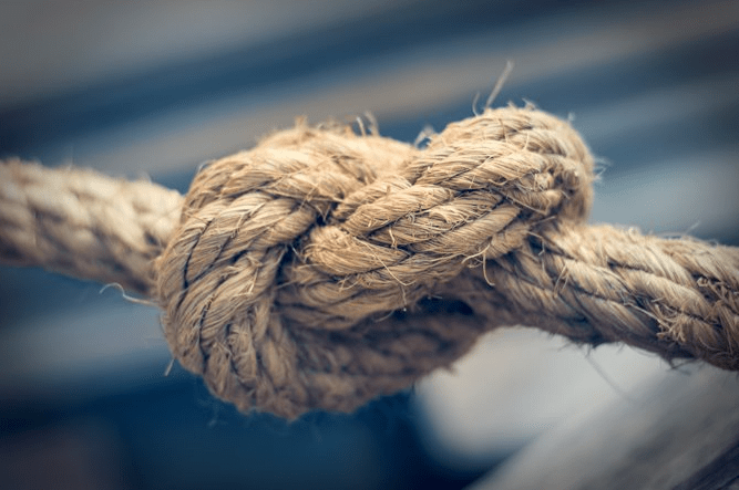 Rope tied in a knot 