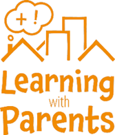 The Learning with Parents logo - shows their name and the rooftops of some homes.